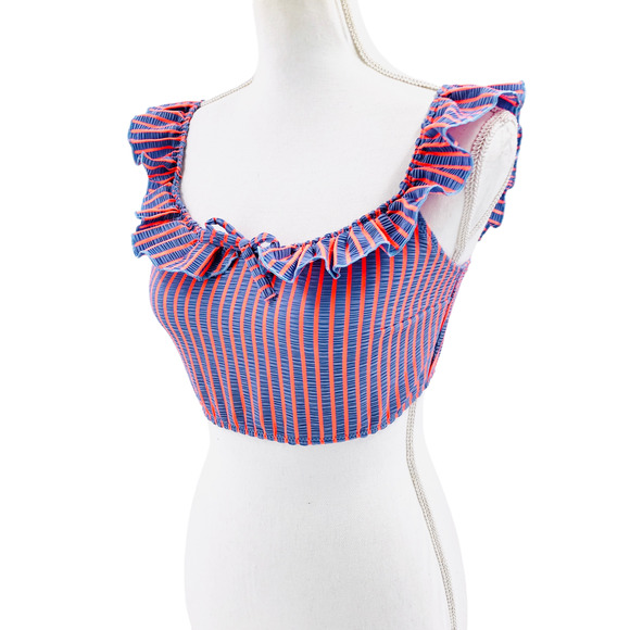 Solid and Striped NEW Womens Size Large Paloma Bikini Top Stripes and Ruffles - Picture 5 of 8